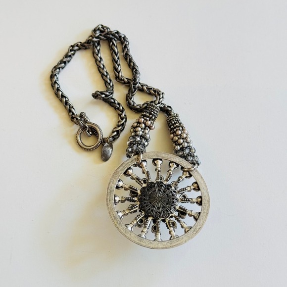 VTG Estate Miriam Haskell Byzantine Chain Signed necklace Crystal pearl art deco - Picture 6 of 8